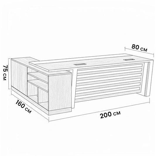 مكتب 200×160×75 سم + سايد – بني ورمادي – AZ120113
