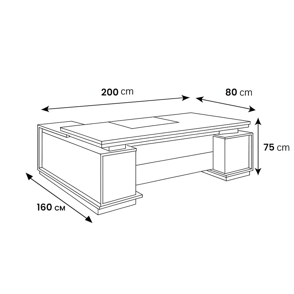 مكتب 200×160×75 سم + سايد – بني وبيج – AZ120134
