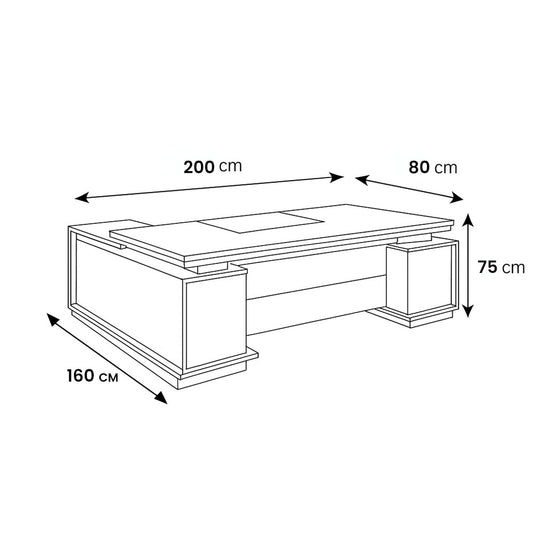 Desk 200×160×75 cm + Side Unit – Brown and Beige – AZ120134