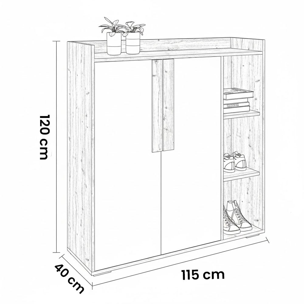 جزامة 115×40×120 سم – أبيض وخشبي – AZ40024
