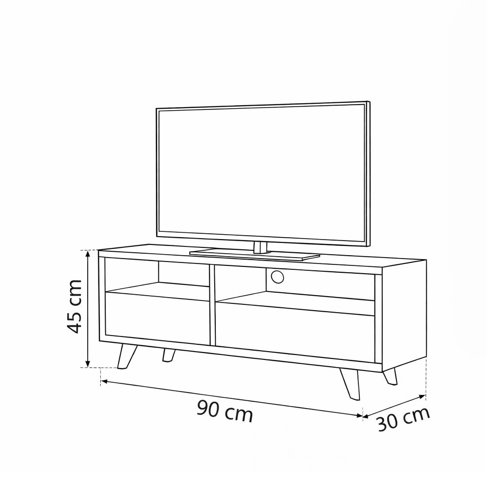 طاولة تلفزيون، 90 × 30 × 45 سم – بني وأبيض – AZ30030
