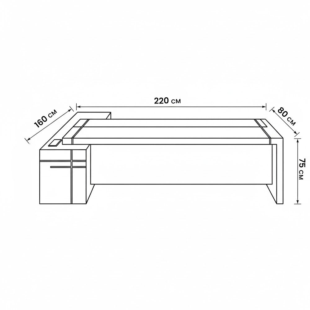 مكتب 220×160×75 سم + سايد – بني وأسود – AZ1078
