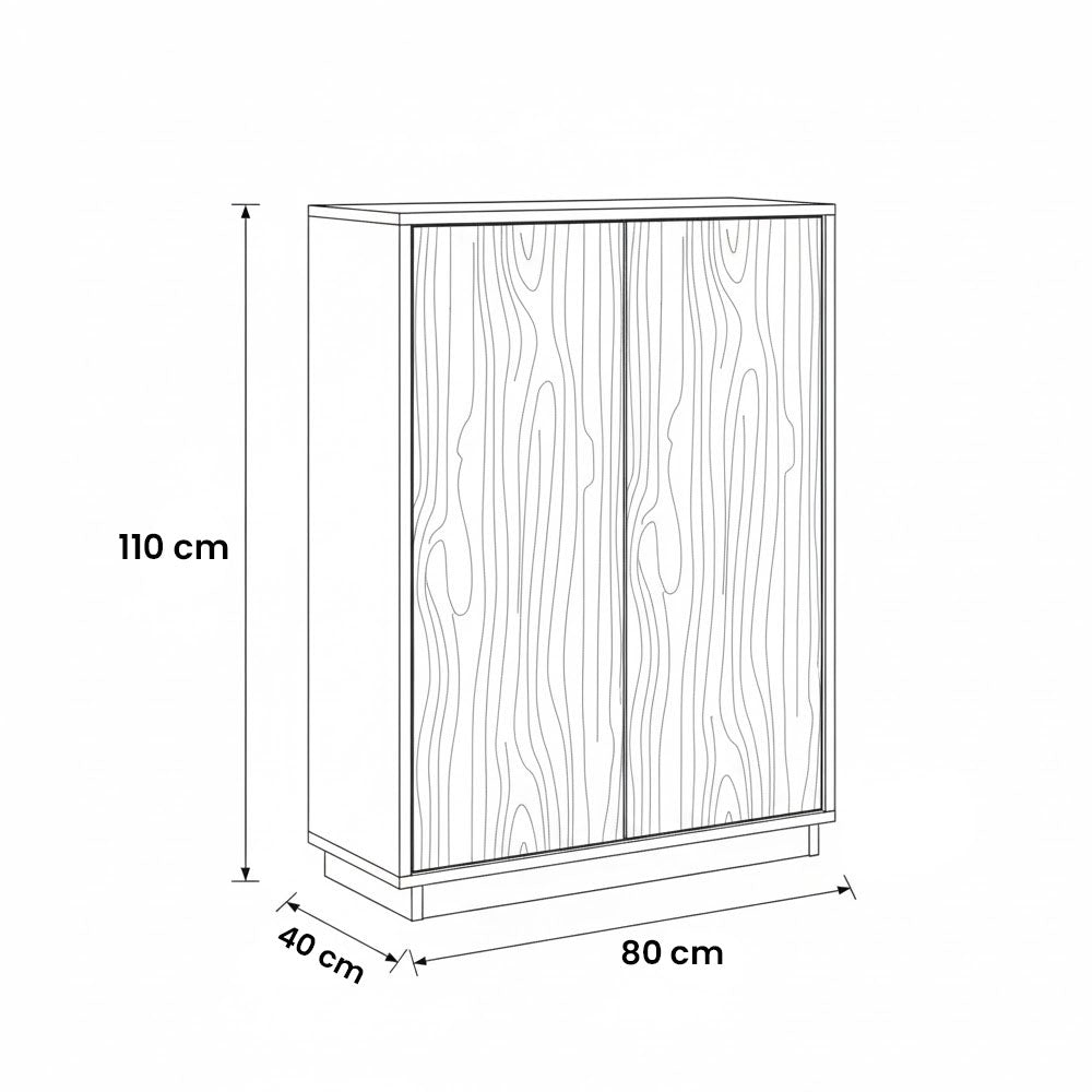 جزامة، 80 × 40 × 110 سم - أبيض وخشبي - AZ40037