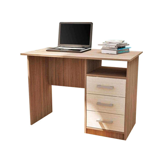 Desk 120 x 60 x 75 cm + Attached Drawer Unit - Beige and Wooden- AZ1071