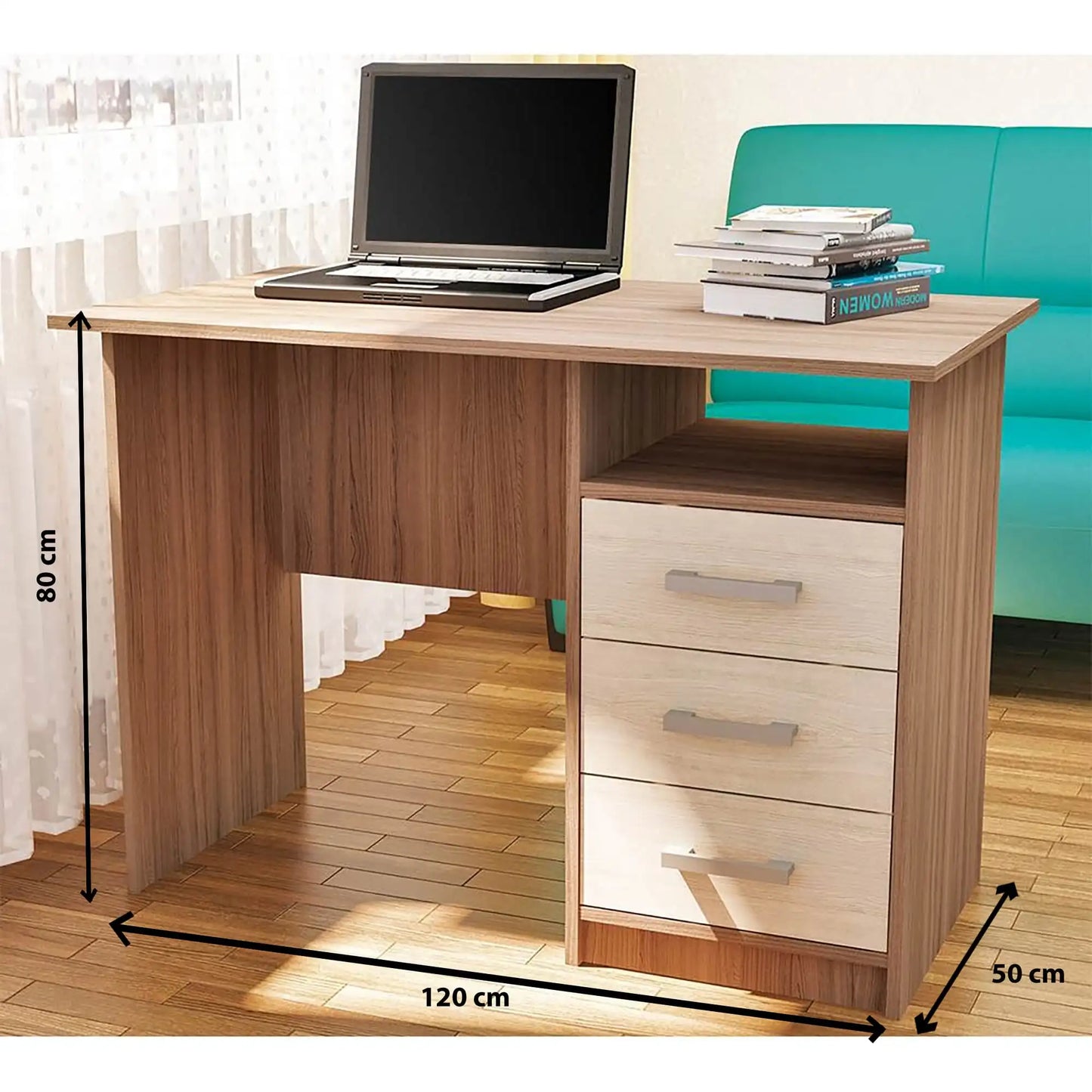 Desk 120 x 50 x 75 cm - Wooden and Beige - AZ1071