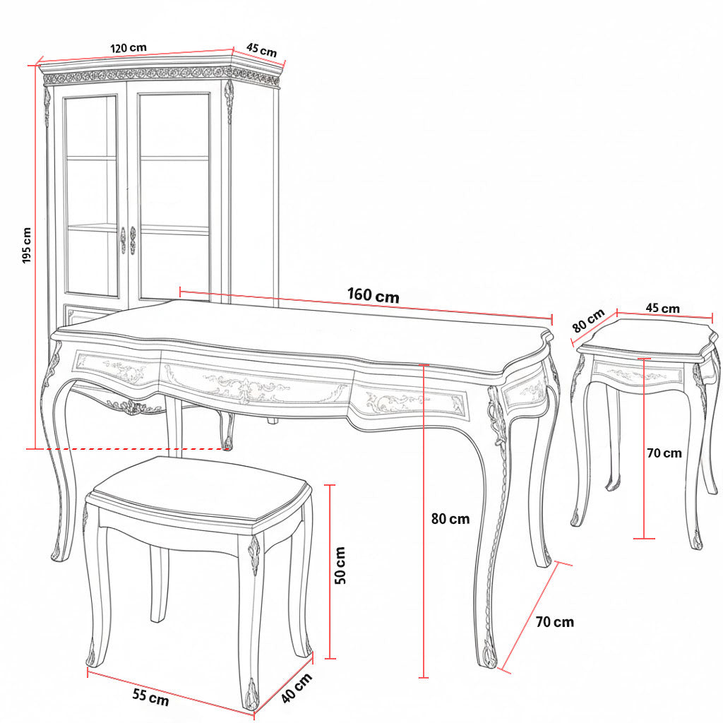 Desk 160 x 80 x 75 cm + Side unit + Bookcase + Reception table - Brown- AZ50024