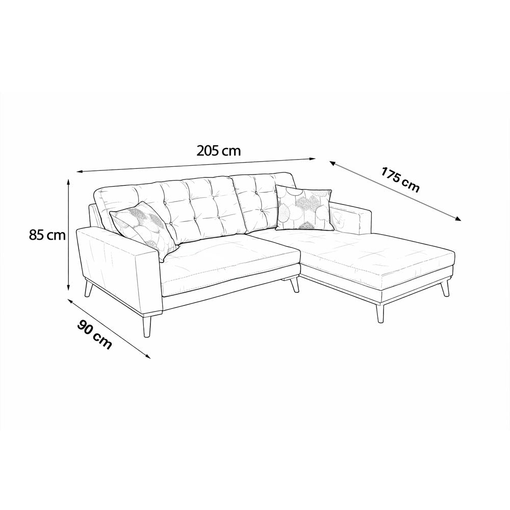 ركنة منزلية مودرن على شكل حرف L – خشب طبيعي – لون لايت كاميل – 205×175×85 سم – Cappuccino Mini
