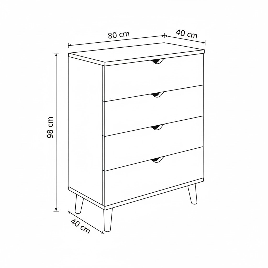 وحدة أدراج 80 × 40 × 98 سم - أبيض - AZ500252