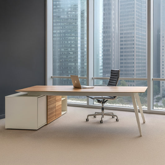 Desk 75 x 180 x 80 cm - Wooden and White - AZ11181
