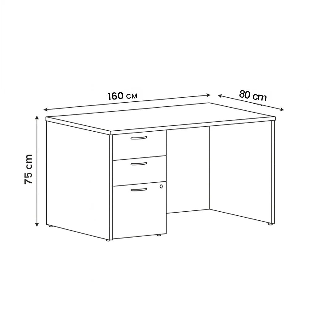 مكتب 160×80×75 سم + وحدة أدراج متصلة – بني – AZ11149