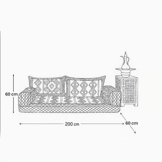 قاعدة عربي نوبي (قطعة واحدة) – 200×60×60 سم – ألوان متعددة