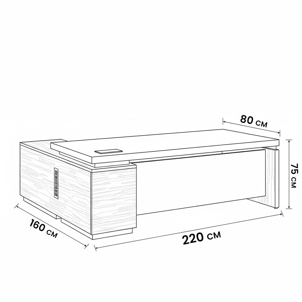 مكتب 220×160×75 سم + سايد – بني وأسود – AZ1219