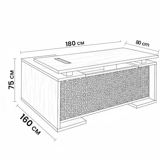 مكتب 180×160×75 سم + سايد – بني – AZ120121