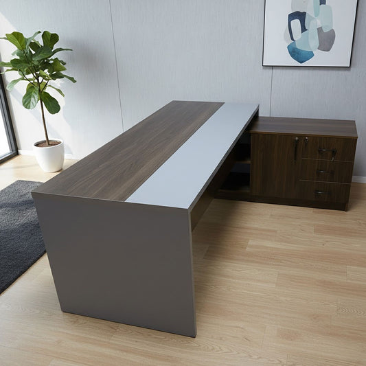 مكتب 180×160×75 سم + سايد – بني وأبيض – AZ500180