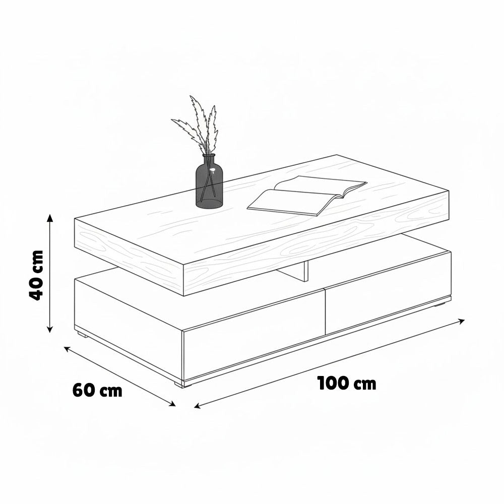 طاولة استقبال 100×60×40 سم - أبيض وخشبي - AZH-00040
