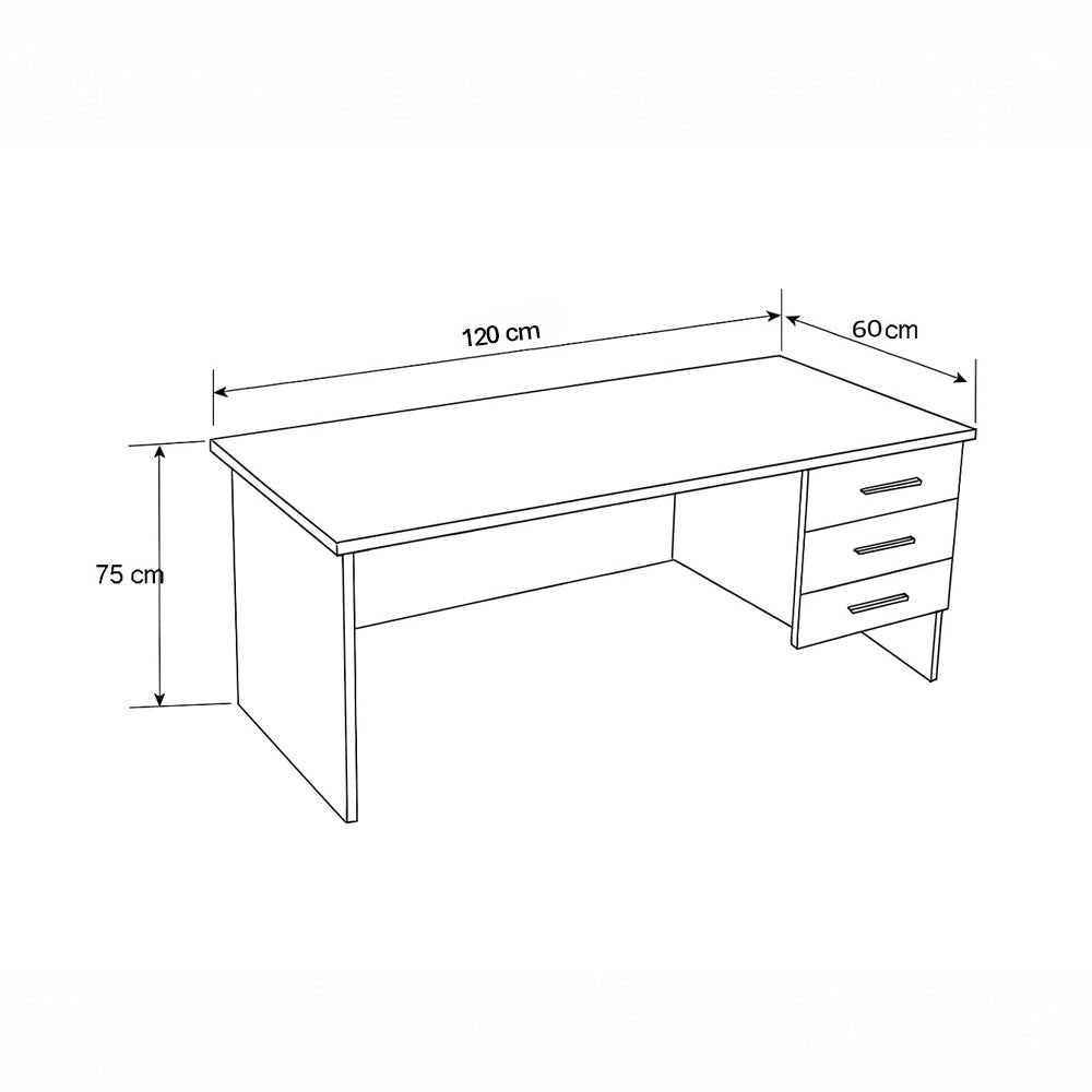Desk 120×60×75 cm + Attached Drawer Unit – Grey – AZ50015